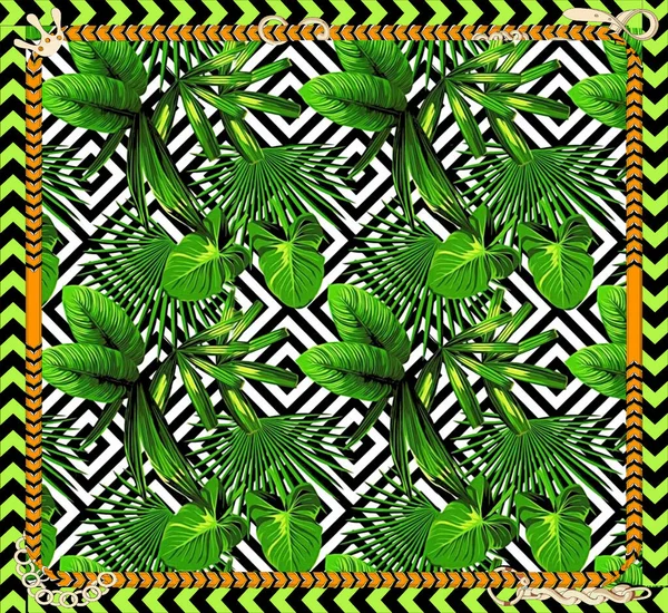 Schal Design Mit Abstrakten Blumenmuster Schöne Geometrische Quadratische Schal Muster — Stockfoto