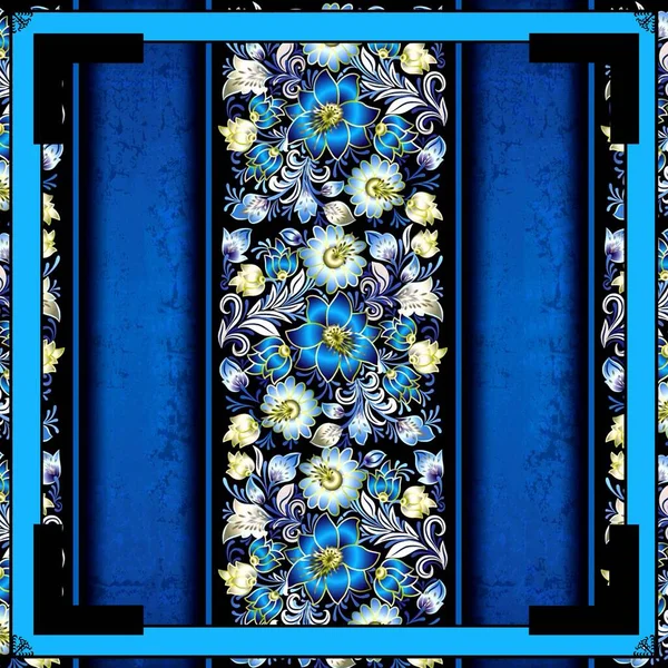 Soyut Çiçek Desenli Eşarp Tasarımı Güzel Geometrik Kare Eşarp Deseni — Stok fotoğraf
