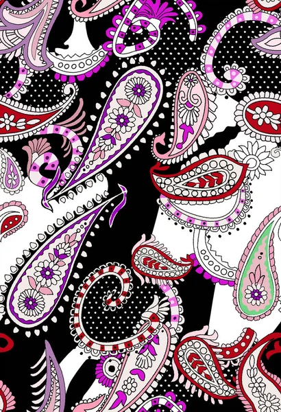 Abstract Bloemen Luipaard Paisley Aquarel Illustratie Handmatige Samenstelling Ontwerp Voor — Stockfoto