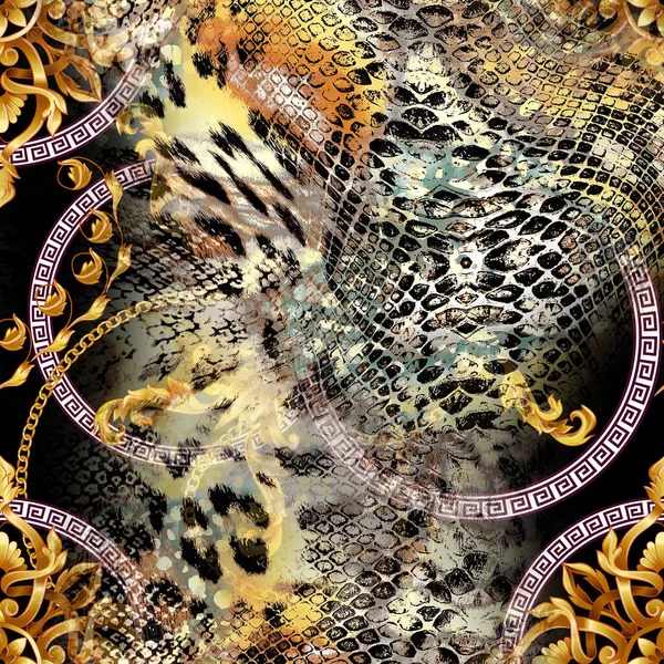 Абстрактная Цветы Леопардовая Акварельная Иллюстрация Ручной Композиция Дизайн Обложки Ткани — стоковое фото