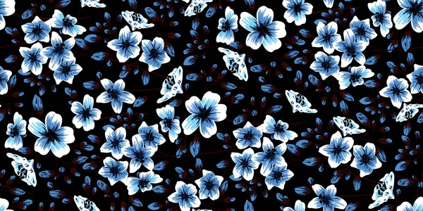 葉や花の水彩画 白地のシームレスなパターン — ストック写真