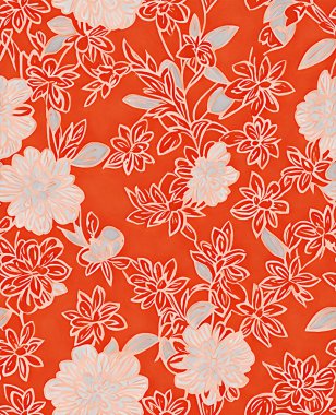 Batik 'in suluboya resmi, beyaz arkaplanda pürüzsüz desen