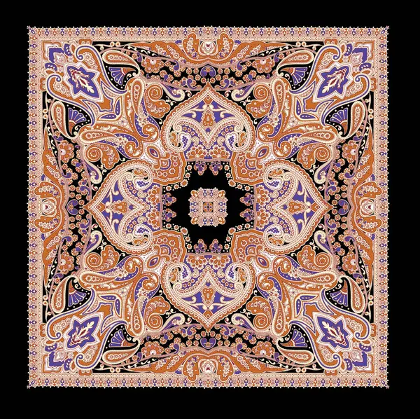 Açık arkaplanda geometrik motifleri olan renkli çiçekli eşarp deseni tasarımı