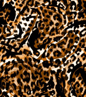 Kusursuz Sonu Olmayan El Boyası Soyut Leopar Derisi Geometrik Yazdırma Deseni Renkli Bağlantı Arkaplanı