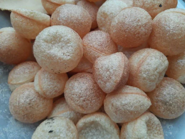 Crisp Puffed Puri Pani Puri Its Made Using Fine Sooji — Stockfoto