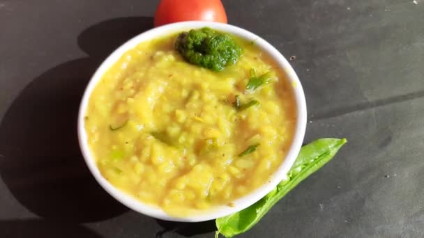 Berühmte Indische Küche Khichdi Ist Bereit Servieren Dal Khichdi Serviert — Stockvideo