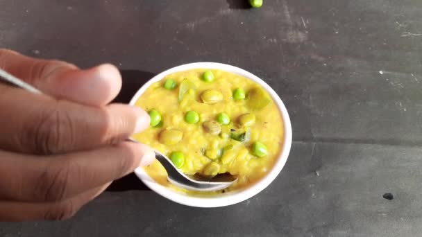 Famous Indian Food Khichdi Ready Serve Dal Khichdi Served Bowl — Vídeos de Stock