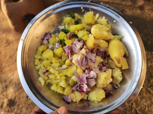 Purê Batatas Prato Chamado Allu Chokha Vista Hindi Top Batatas — Fotografia de Stock