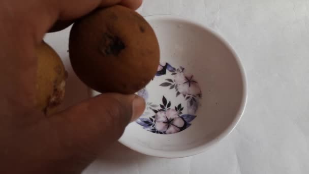 Frutas Manilkara Zapota Sus Otros Nombres Son Frutos Apodilla Sapote — Vídeo de stock