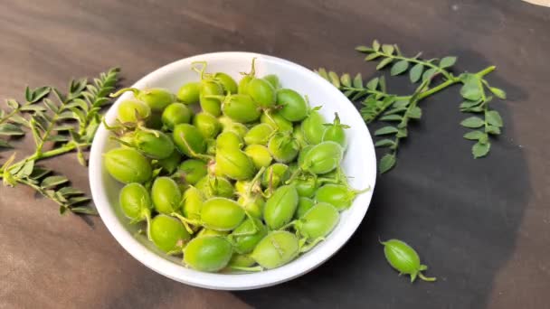 Fresh Green Chickpeas Pod Chickpea Anannuallegumeof Fabaceae Family Chickpea Seeds — Stock Video
