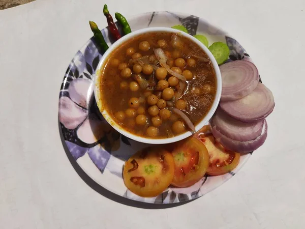 Чоле Масала Традиционный Северный Индийский Обед Ужин Завтрак Вкусная Индийская — стоковое фото