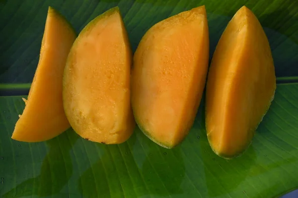 Mango Slice Mango Also Called King Fruits Fruit Popular Delicious — Stock Photo, Image