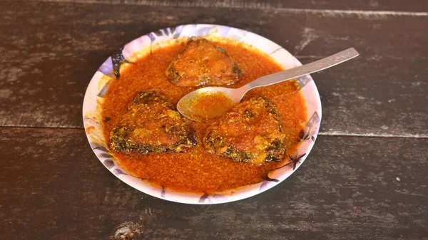 Utsökt Indisk Fiskcurry Traditionell Asiatisk Fisk Curry Maträtt Indiska Köket — Stockfoto