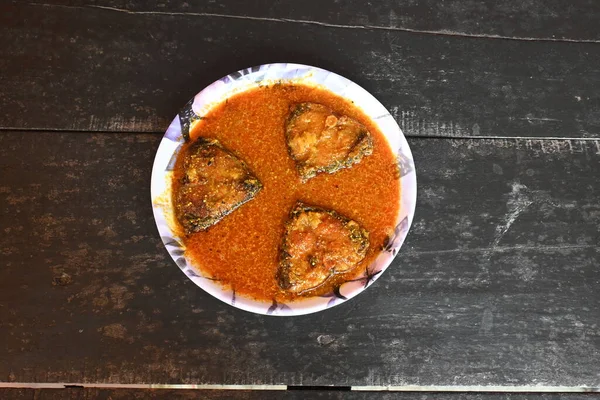 Délicieux Curry Poisson Indien Plat Traditionnel Curry Poisson Asiatique Cuisine — Photo