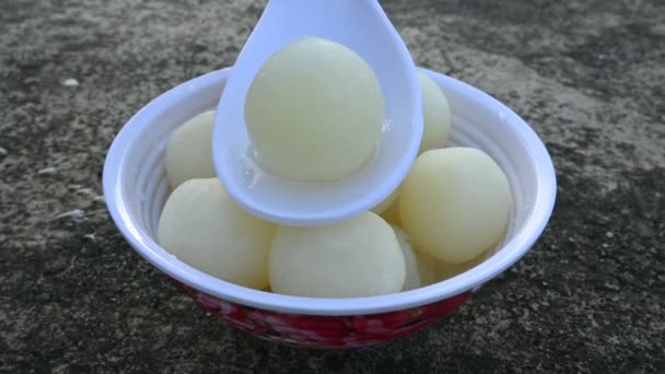 Indian Sweets Rasgulla Este Doce Originou Bengala Ocidental Índia Outros — Vídeo de Stock