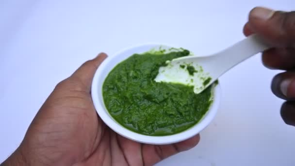 芥末绿 芥菜叶绿素区富含维生素和矿物质 你的身体需要这些才能保持健康 它在旁遮普邦非常流行 Sarso Sag — 图库视频影像