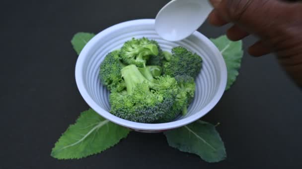 Broccoli Bhlack Bakgrund Dess Övriga Namn Brassica Oleracea Var Italica — Stockvideo