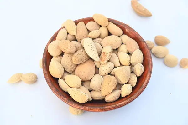 stock image Almond with shell. It's other name Prunus amygdalus and Prunus dulcis. The almond is also the name of the edible and widely cultivatedseedof this tree. indian almond.