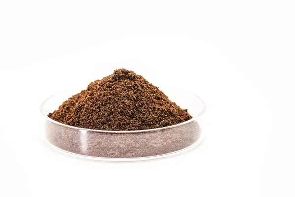 Vysoce Kvalitní Kávový Prášek Petriho Misce Bio Inženýrská Laboratoř Bílé — Stock fotografie