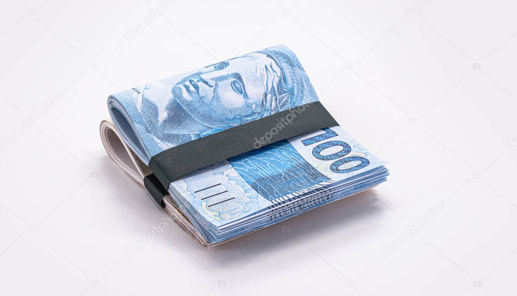Wad Of Money From Brazil Thousand Reais In Wad Of Money 100 Reais 
