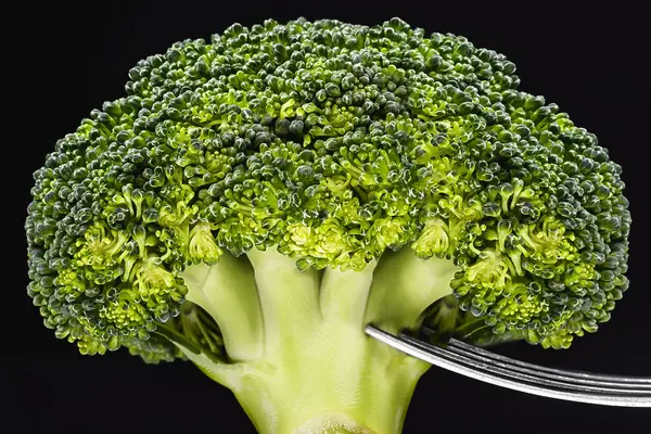 Broccoli Una Forchetta Argento Concetto Concetto Dieta Perdita Peso Alimentazione — Foto Stock