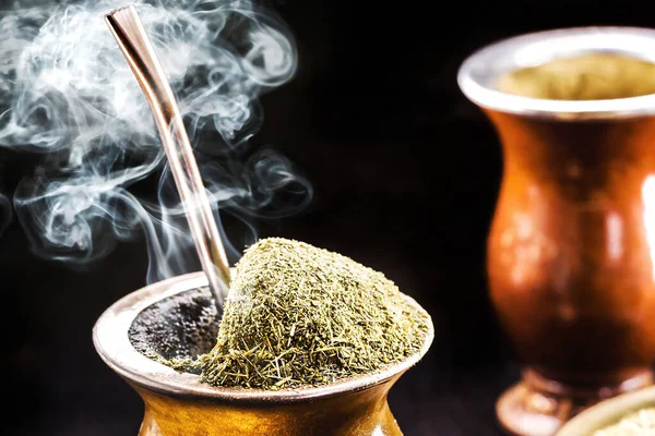 Chimarrao Yerba Mate Traditional Drink Brazil South America Served Wooden — Stockfoto