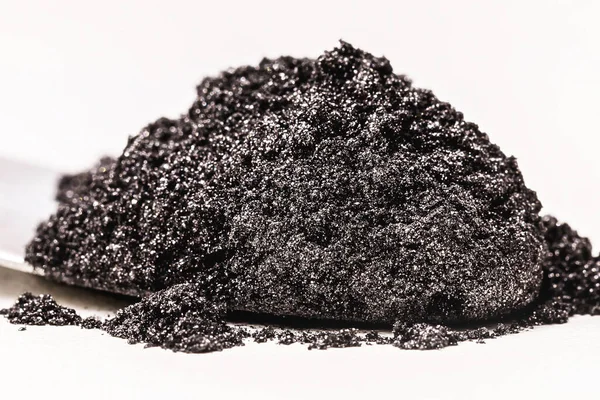 Pigmento Negro Polvo Para Uso Industrial Cosmético Fondo Blanco Aislado — Foto de Stock