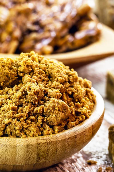 Peanut pacoca is a traditional Brazilian sweet based on ground peanuts, manioc flour and sugar, typical food of the June festivities