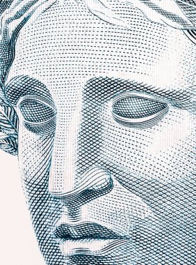 Brezilya 'dan gelen para, Brezilya' dan gelen gerçek banknotlar, banknot detayları, izole edilmiş kadınlar. Ekonomi kavramı.