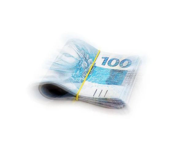 Molte Banconote 100 Reais Denaro Brasiliano Migliaia Reais Pagamento Stipendio — Foto Stock