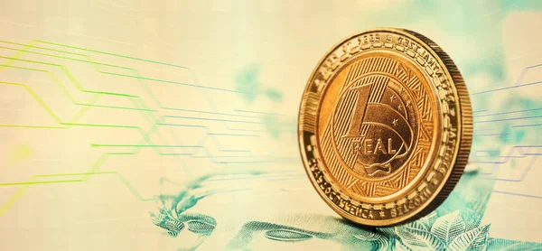 Real X or DREX, Brazilian digital currency, Brazilian digital bitcoin currency from the Central Bank of Brazil, used as the digital version of the Brazilian real, lines and graphics, technology effect, background