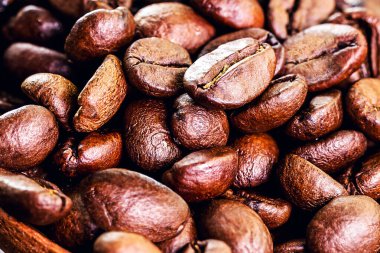 Kızarmış arap fasulyesi üzerine kahve çekirdekleri, organik, Brezilya 'da yetişiyor. İhracat tipi ürün kavramı, Brezilya 'dan tarım