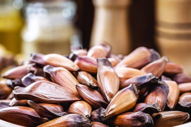 dish with red pine seeds, traditional from Brazil, used as a culinary ingredient