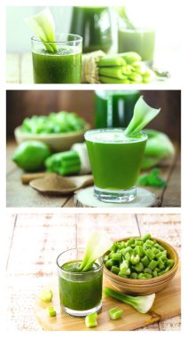 Kereviz suyu, limon, lahana ve nane ve tarçın, diyet ve detoks için sağlıklı vejetaryen şekersiz sebze içeceği, sosyal ağlar için dikey bileşik