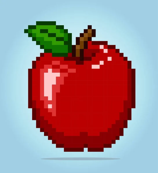 8ビットピクセルアートアップル ベクトル図のゲーム資産のためのフルーツピクセル — ストックベクタ