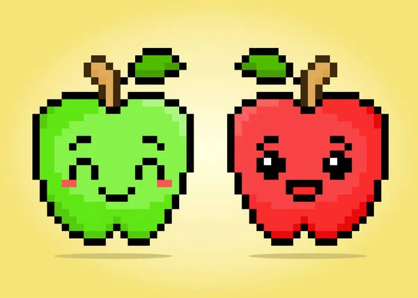 ピクセル8ビットのリンゴの文字 ゲーム資産のためのベクトルイラストの果物 — ストックベクタ