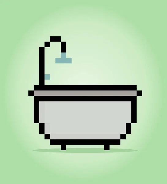 ピクセル浴槽8ビット ベクターイラストのインテリアゲーム資産 — ストックベクタ