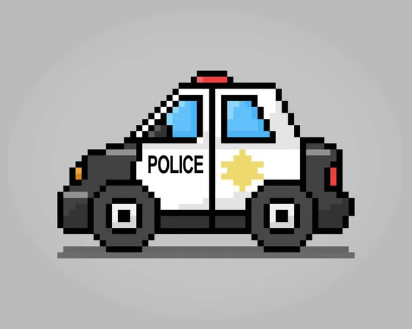 Bit Police Car Pixels Game Assets Cross Stitch Patterns Vector — Stock Vector