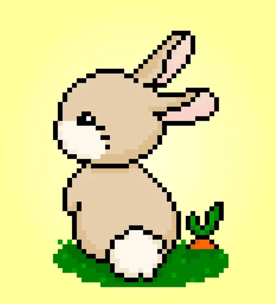 Бит Кроличьих Пикселей Животные Игровых Активов Поперечных Стежков Векторных Иллюстрациях — стоковый вектор