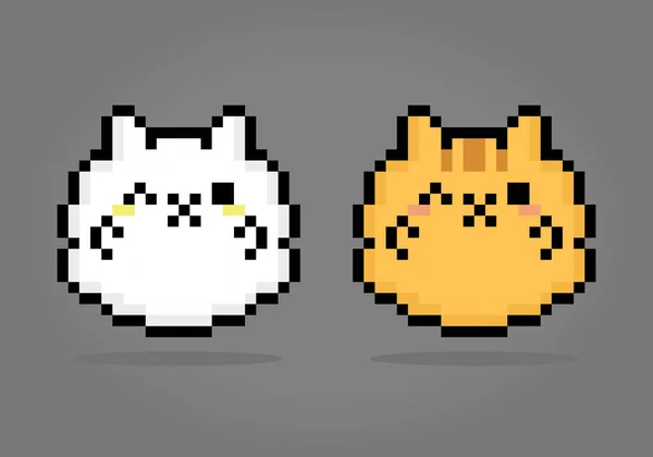 Pixel Pouco Gato Gordo Animais Para Ativos Jogo Ilustração Vetorial — Vetor de Stock