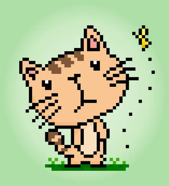 Ícone de animal de gato preto de pixel de 8 bits para ativos de jogo em  ilustrações vetoriais