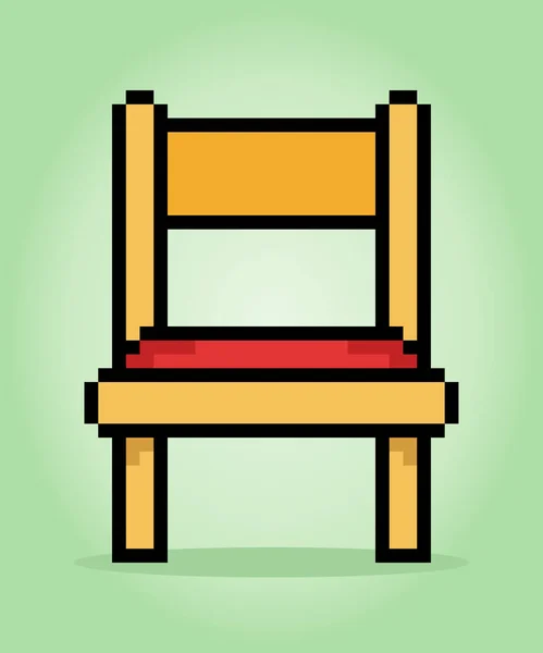 Bitowy Pikselowy Drewniany Fotel Ilustracji Wektorowej Dla Aktywów Gry — Wektor stockowy