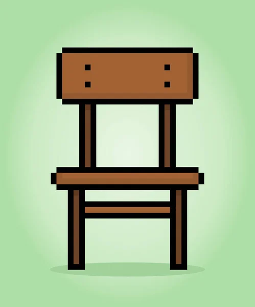 Cadeira Madeira Pixel Bits Ilustração Vetorial Para Ativos Jogo —  Vetores de Stock