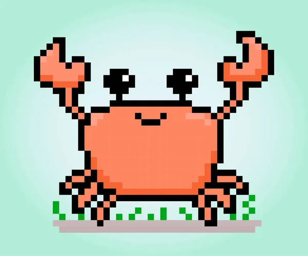 Bit Pixel Krabbenbild Tiere Vektorgrafik Für Retro Spiele — Stockvektor