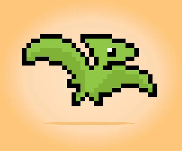 8Bitový Pixel Létajícího Dinosaura Zvířata Vektorových Ilustracích Pro Křížové Stehy — Stockový vektor