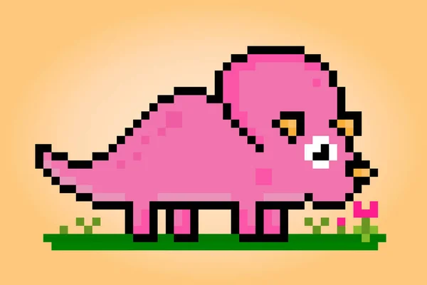 Pixel Dinosauro Bit Animali Illustrazioni Vettoriali Modelli Punto Croce — Vettoriale Stock