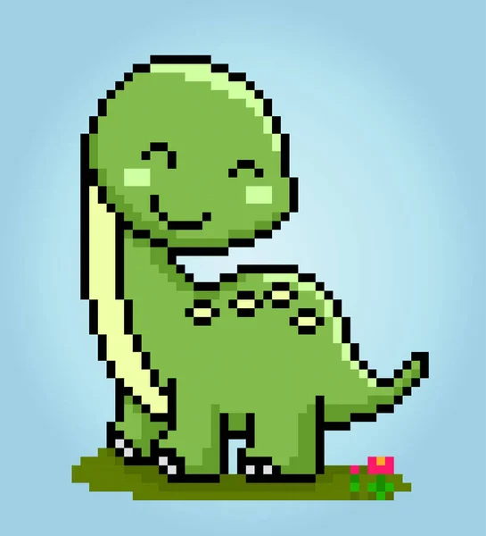 Pixel Dinosaure Bits Animaux Dans Des Illustrations Vectorielles Pour Motifs — Image vectorielle