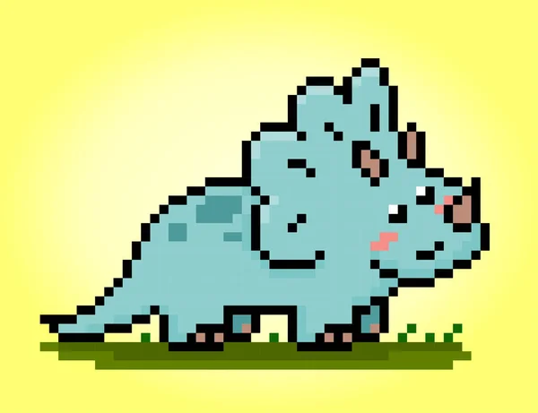 Bitových Pixelů Dinosaurus Triceratops Zvířata Vektorových Ilustracích Pro Křížové Stehy — Stockový vektor
