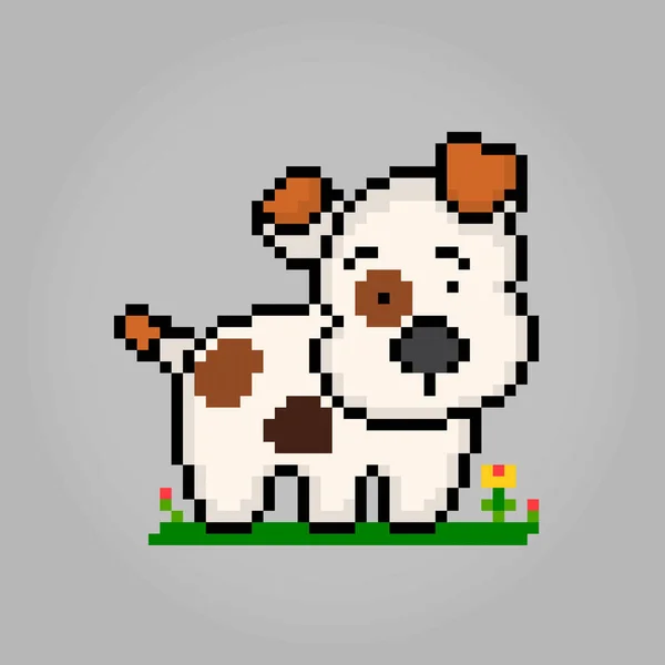 Bit Pixel Cani Beagle Pixel Animali Giochi Asset Schemi Punti — Vettoriale Stock
