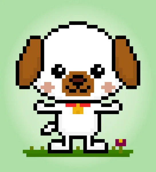 Bit Pixel Jack Russell Cani Animali Giochi Asset Illustrazioni Vettoriali — Vettoriale Stock